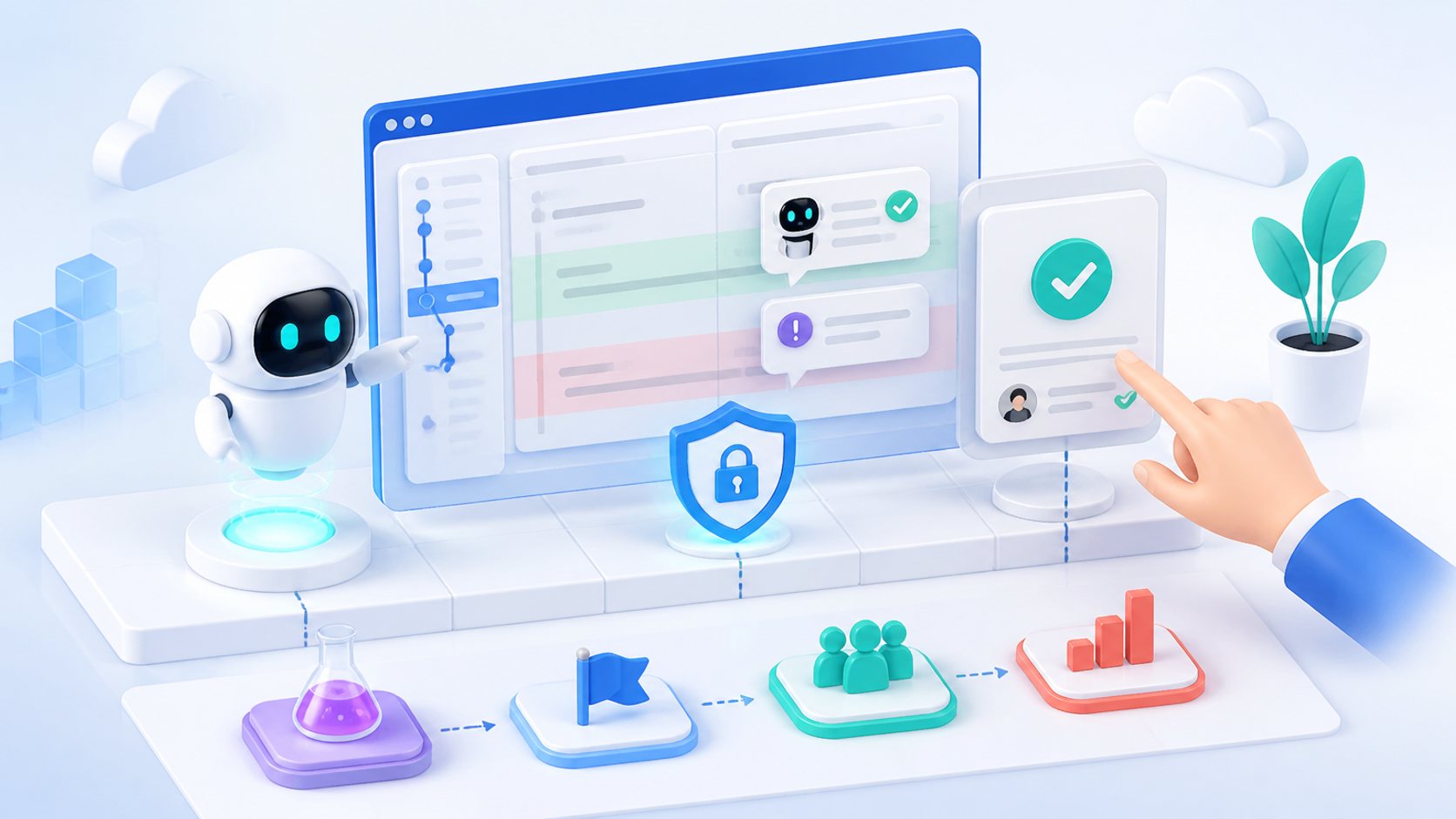 GitHub CopilotのPR承認を安全に試す 「AIがApprove」と「人の確認」を分ける導入手順の要点を表す記事イラスト